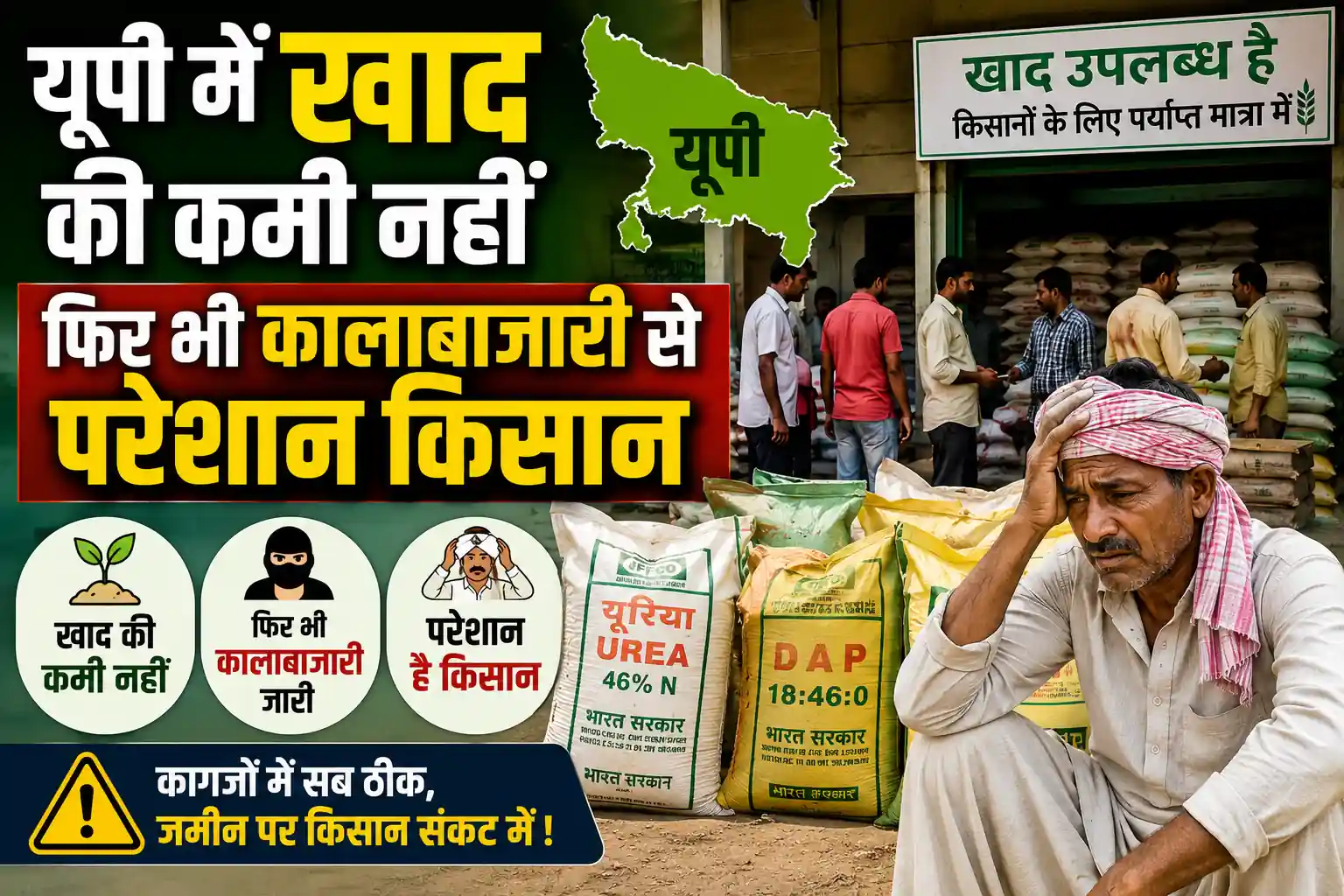 यूपी में खाद की कमी नहीं फिर भी कालाबाजारी से परेशान किसान